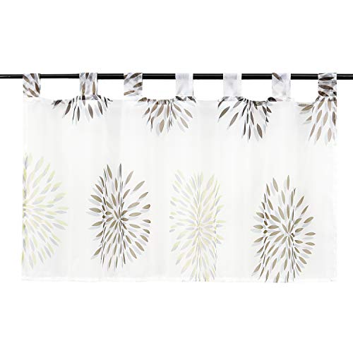 ESLIR Modern Bistro Curtain Kitchen Curtains Transparent Curtains with Loops Short Curtain Voile Circle Pattern Brown HxW 45 x 90 cm 1 Piece - Image 2