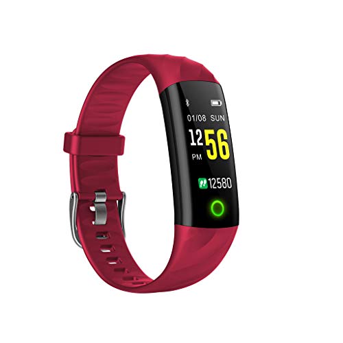 LHR888 Moda Negocios Salud Monitorización del Ritmo cardíaco Impermeable Contador de Pasos Información Empuje Recordatorio Inteligente Pulsera Rojo