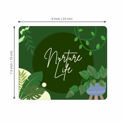Image of My Print Shop Nature Life Green Leaves Printed Mouse Pad for Laptop & Computer | 9 x 7.5 Inch | 3mm Thick Non-Slip Rubber Base Mousepad | Botanical Desk Accessory for Office & Home