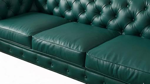 Image of Modern Classic Design Leatherette Luxury Chester Sofa Set with Button Tufted, Sofa for Living Room Home, Office, Hotel, Restaurant and Lobby, Living Room Furniture Set (Tel Green, 1 Seater Sofa)