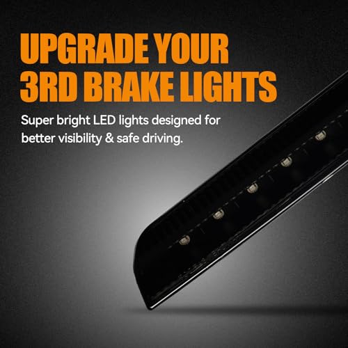 Image of Third 3rd Brake Light LED for 2014-2019 Nissan Rogue, High Mount Rear Brake Lights Assembly for 14-19 Nissan Rogue, Waterproof Center Cab Lamp Stop Light (Black)