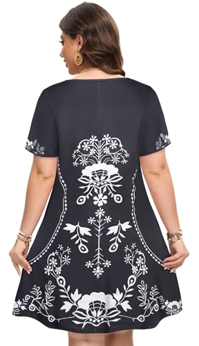 Image of Summer Dresses for Women Casual Tshirt Short Sleeve Floral Sundress Beach Cover Ups with Pockets 2026