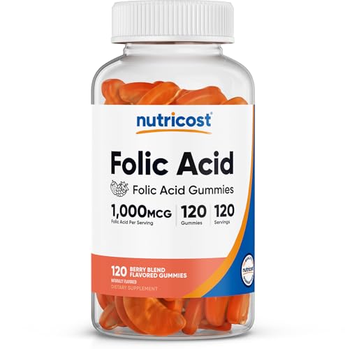 Nutricost Folic Acid (Vitamin B9) Vegetarian Gummies 1 000mcg 120 Gummies
