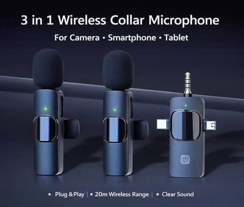 Image of Dual Wireless Lavalier Microphone for Mobile | Plug & Play Collar Mic for YouTube, Vlogging, Reels, Interviews, Live Streaming & Online Classes | Clear Audio | 20m Range