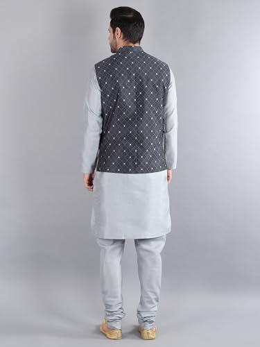 Image of Uri and MacKenzie Men's Silk Blend Kurta Pajama with Designer Ethnic Nehru Jacket /Modi Jacket
