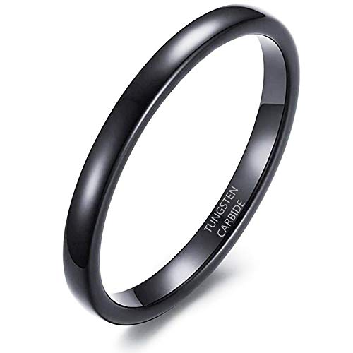 Tungsten Women's Band Rings - 2mm 4mm 6mm 8mm Knuckle Finger Stackable Midi Ring Gold Plain Dome Comfort Fit Size 4.5-13