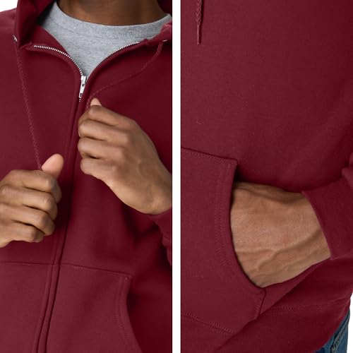 Image of Hanes Men's Zip-up Hoodie, Ecosmart Fleece Full-zip Hoodie for Men, Hooded Sweatshirt