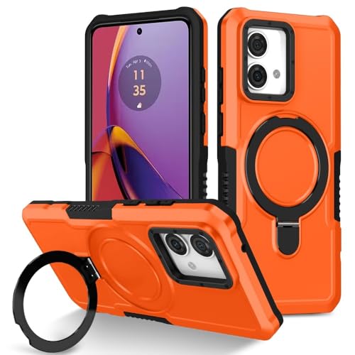 Coque Motorola E13 anti-chute silicone orange avec bague de maintien