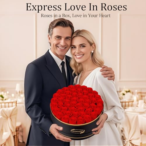 50 Preserved Roses in a Gift Box for Her - Forever Flowers for Delivery, Eternal Rose Mothers Gifts for Mom, Wife Anniversary Birthday Gifts for Women, Red - Image 7