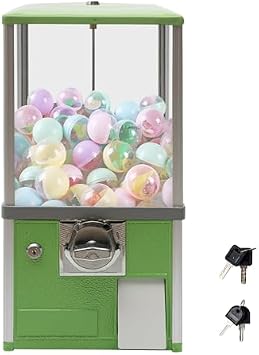 Commercial Gumball Machine - Coin Operated Capsule Vending Machine for Toys & Candy, Twister Ball Dispenser 1.77"-1.97" Diameter with Safe Lock & 4 Keys, Green
