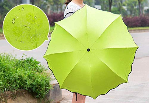 Image of Magic Umbrella Windproof and Rainproof Umbrella with Bloom After Rain Pattern 3 Fold Anti UV Protection Folding Umbrella for Rain, Sun 2 Persons Adult Kids & Women