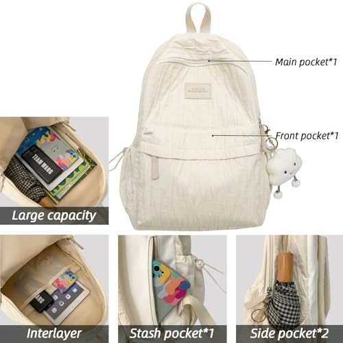 Teclado Kawaii Backpack with Cute Accessories Casual Bookbags with Pendants Lightweight Laptop Bag Travel Daypacks (Pink)2