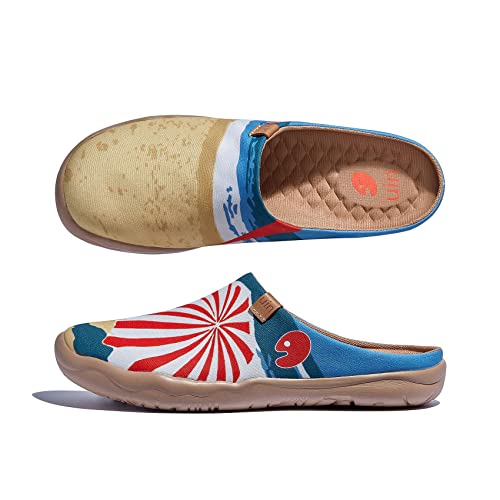 Image of UIN Slipper Woman Travel Art Painted Shoes Wide Toe Casual Home Slip On Mules Malaga