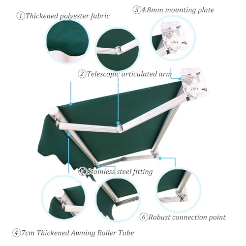 Store banne rétractable bleu abri pare-soleil polyester résistant eau - 3