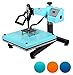 Produktbild RICOO T538B-TB Transferpresse Textilpresse Textildruckpresse Schwenkbar Thermopresse Transferdruck Bügelpresse Textil T-Shirtpresse Sublimationspresse für Flexfolie und Flockfolie/Türkis-Blau