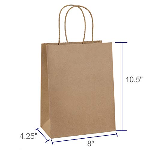 Bagdream BD006 Gift Bags 8X4.25X10.5 100Pcs Paper Gift Bags Medium Size Brown Paper Bags thumb #1