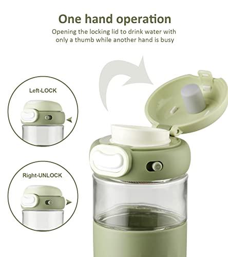 Tkk Reusable 16 Oz Glass Coffee Cup, Iced Travel Mug With Spill Proof Lid, Non-Slip Silicone Sleeve - Bpa Free, Dishwasher And Microwave Safe, Green #TOP1