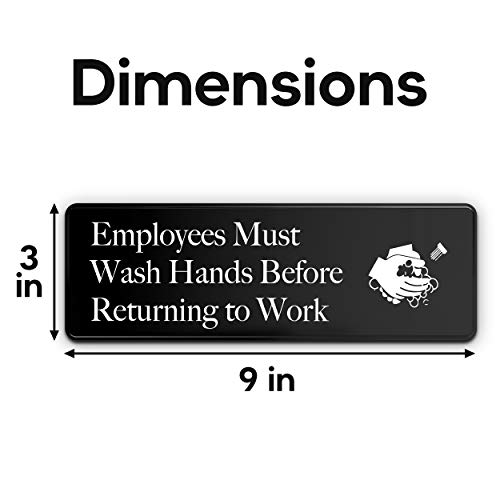 Image of ASSURED SIGNS Employees Must Wash Hands Before Returning To Work Sign | 3 Pack, 9 inch x 3 inch, Premium Acrylic, Food Safety Essential, Health Code Compliance, Multi Surface Application