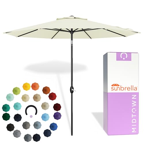 Image of Midtown Umbrellas Lean - 8 Ft Patio Umbrella, Canvas Natural Canopy