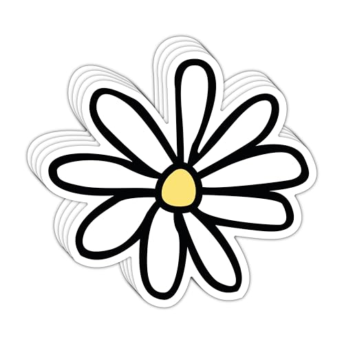 Image of Daisy Stickers - Vinyl Bumper Sticker for Car, Van, and SUV - Waterproof Decal for Waterbottle and Laptop - Indoor and Outdoor Use for MacBook - Long Lasting Cup Decal Pack of 4 - SAT 083