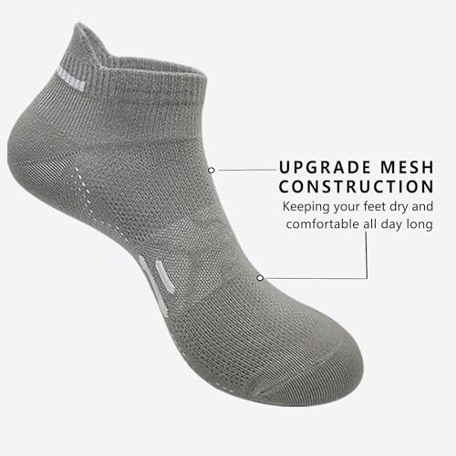 Men's Running Ankle Socks- Athletic Low Cut Anti-blister Moisture Wicking Cotton Socks,Size 9-12,5 Pairs3