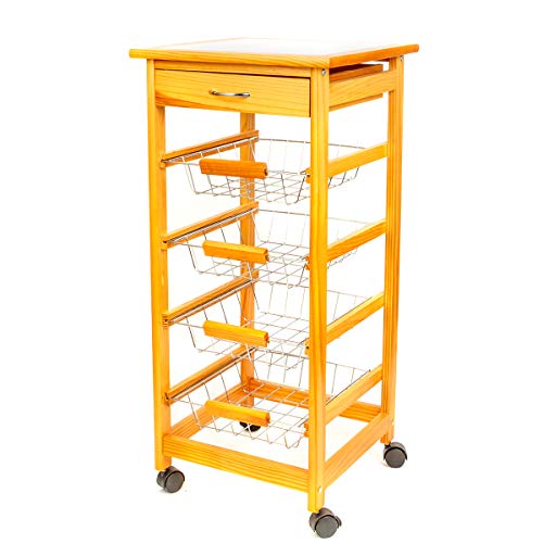 Robert Dyas carrito de cocina tile-topped con estructura de madera maciza