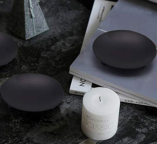 image for WillGail Decorative Iron Plate Candle Holder, Set of 4, Matte Black Pi