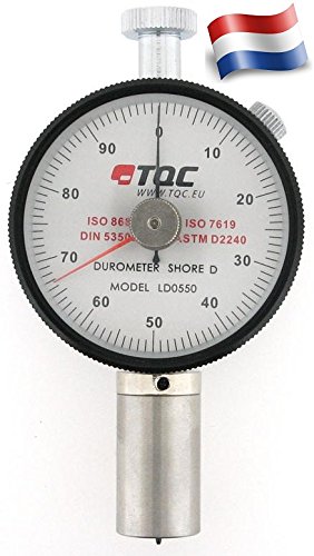 TQC Durometer Rubber Hardness Tester Shore D with Peak Pointer 0-100 X 1HD with High Accuracy Test Block