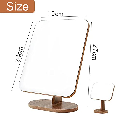 Hosoncovy Wooden Desktop Mirror with Stand - Tabletop Rectangle Makeup Vanity Mirror - Free Standing for Bathroom - Image 2