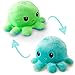 TeeTurtle | The Original Reversible Octopus Plushie | Patented Design | Green and Aqua | Show your mood without saying a word!