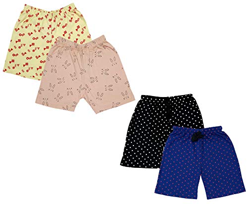Image of IndiWeaves Girls Relaxed Fit Shorts (Multicolor, 5-6 Years) Pack of 4