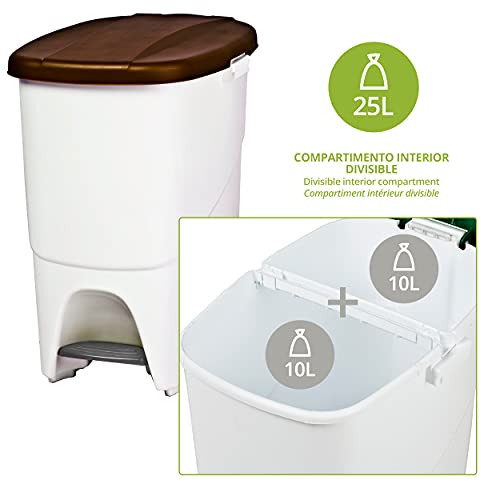 Image of Denox DEN104 Eco Pedalbin 25 litres, Brown, 393 x 270 x 420 mm