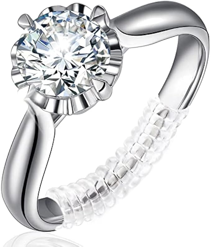 戒指尺寸调节器 适用于松散戒指,32 只装适合任何戒指尺寸、珠宝防护、垫片、依偎、戒指调整器、螺旋硅胶紧固器套装带抛光布