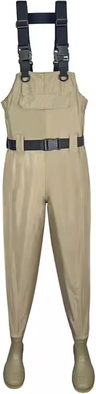 Wodoodporne i wytrzymałe Wodery do wędkarstwa muchowego dla mężczyzn i kobiet, 2-warstwowe spodniobuty z PVC/nylonu do wędkowania i polowań(Brown,7)