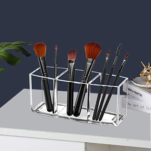 Clear Brush Holder: Watpot Acrylic Makeup Brush Organizer Eyeliners Display Holder Clear Cosmetic Storage With 3 Slots, Dreamsaling Amazon Store