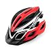 MOKFIRE Adult Bike Helmet with Rechargeable USB Light, Bicycle Helmet CPSC Certified for Men Women, Road Cycling & Mountain Biking Helmets with Removable Visor and Lining, 22.05-24.41 Inches (Red)
