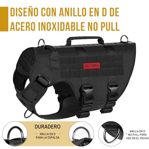 Miniatura 4 de Onetigris Aire Mesh Arnés Táctico Para Perro Sin Tirones Para Perro Mediano, Diseño De Malla Transpirable Militar Molle Para Perro Con Asas, Arnés De Chaleco Para Perro De Servicio Para Caminar