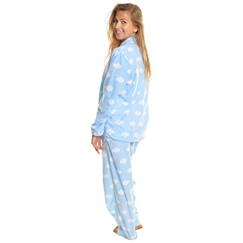 Angelina Women's Pajama Set Cozy Fleece with Notch Collar and Pockets2