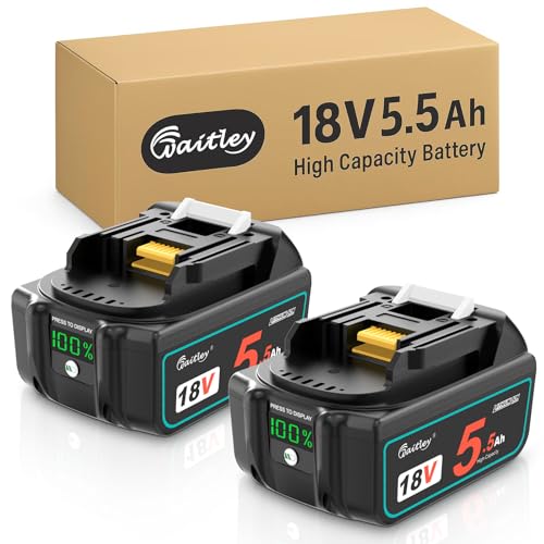 2X Waitley Batterie 5500mAh 18V per Makita BL1850 BL1860B BL1840 BL1830 BL1820B BL1815, Compatibili con Utensili Elettrici Makita 18V Li-ion