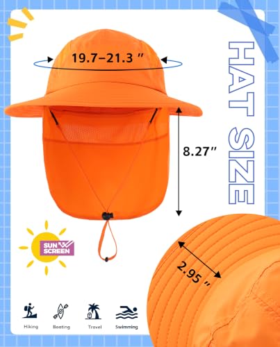 Image of Home Prefer UPF 50+ Boys Sun Hat with Neck Flap Wide Brim Summer Beach Bucket Hat for Boys Girls Toddler Kids Safari Hat