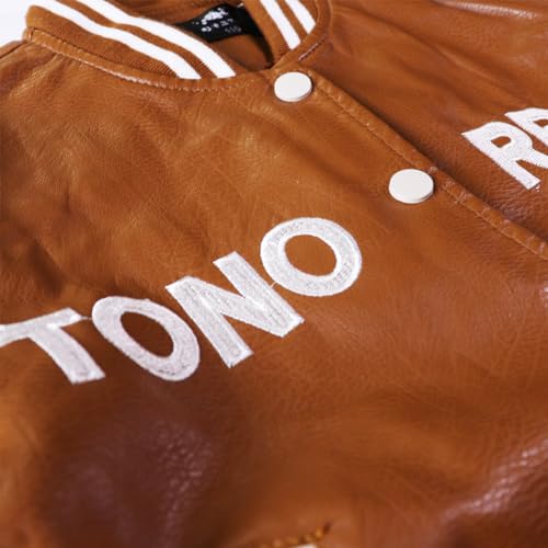 Image of Kids Leather Jacket Boys Baseball Jacket Motorcycle Faux Leather Zipper Coats 4-8 Years