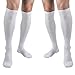 Calze da Calcio, Calze Compressione Graduata per Uomo e Donna, Calza Sportive ​al Ginocchi, Calze Ciclismo, Calzini da Basket, Calze Elastiche per Recupero, Viaggi in Aereo - 2 Paia (Bianco, L/XL)