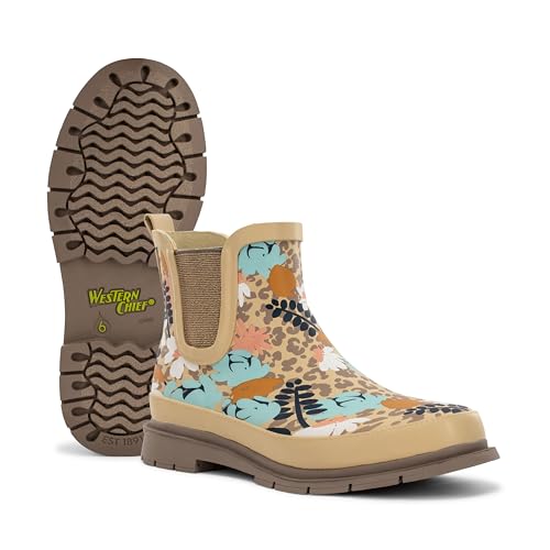 Image of Western Chief Women's Waterproof Pull-On Chelsea Rain Boot with Fun Prints | Ladies slip-on ankle boots with rubber sole, cushioned EVA insole, built for wet days and styled for any occasion