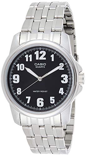 Casio MTP-1216A-1B Men's Stainless Steel Analog Watch w/ Black Numbered Dial