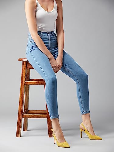 Image of Dolce Crudo Women's Skinny Fit High Rise Cropped Length Stretchable Denim Jeans