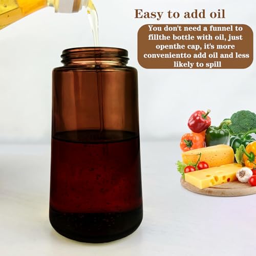 LAKUMIQI 2-in-1 Glass Oil Dispenser & Sprayer - 16oz/470ml Leakproof Olive Oil Sprayer Bottle for Cooking, Air Fryer, BBQ, Baking, Salad (Black)