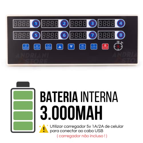 Timer Temporizador Digital de Cozinha 8 Canais com Alarme Volume Ajustável