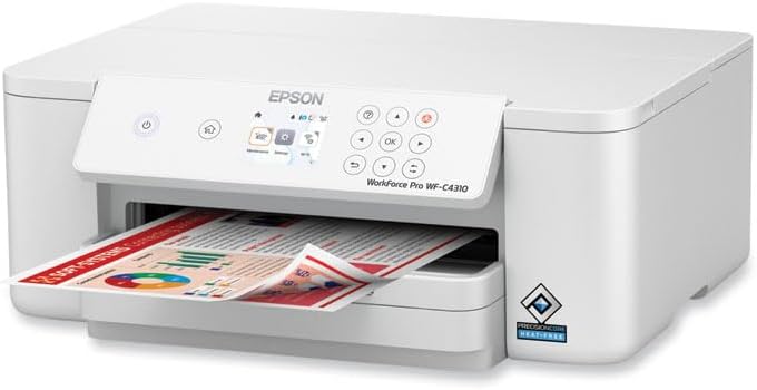 Epson Workforce Pro WF-C4310 Desktop Wireless Inkjet Printer - Color - 4800 x 1200 dpi Print - Automatic Duplex Print - 250 Sheets Input - Ethernet - Wireless LAN Connect, Smart Panel Ap