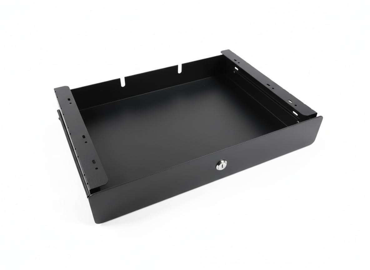 G A ENGINEERING CO Structure Black Under Desk Metal Drawer with Lock | Heavy-Duty Steel Table Drawer for Office & Home | Secure Laptop & Document Storage | System 32 Compatible Hidden Drawer-image-28