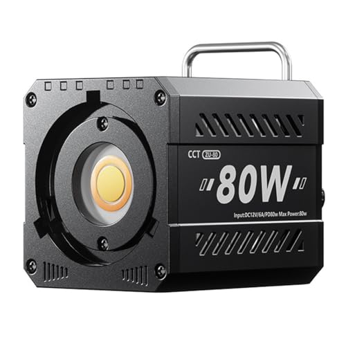 yasoe Luz LED Regulable para Vídeo COB de 80W, Luz LED Fotográfica de 2500-6500K para Estudio Fotográfico, Cámara de Cine, Livstreaming, Enchufe Europeo